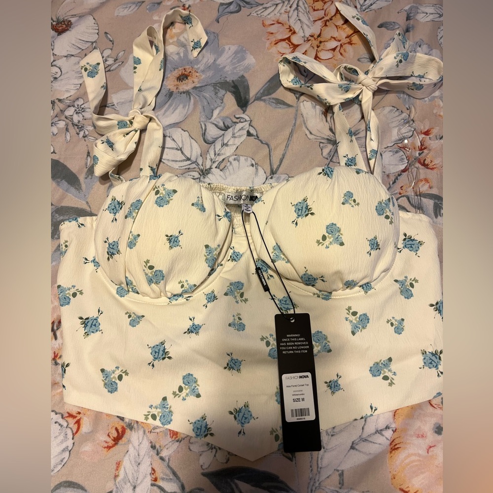 Fashion Nova cami corset with floral print